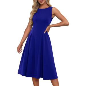 imageGRACE KARIN Womens Sleeveless Cocktail Party Dress 2025 Wedding Guest Vintage A Line Midi Dresses with PocketsRoyal Blue