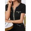 imageGRACE KARIN Women 2025 Summer V Neck Short Sleeve Button Knit Color Block A Line Elegant Formal Work Dresses with PocketBlack