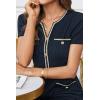 imageGRACE KARIN Women 2025 Summer V Neck Short Sleeve Button Knit Color Block A Line Elegant Formal Work Dresses with PocketNavy