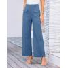 imageGRACE KARIN Women Wide Leg Pants High Waist Stretchy Pants Dressy Business Work Casual Trousers with PocketsDrak Blue