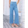imageGRACE KARIN Women Wide Leg Pants High Waist Stretchy Pants Dressy Business Work Casual Trousers with PocketsLight Blue