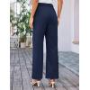 imageGRACE KARIN Women Wide Leg Pants High Waist Stretchy Pants Dressy Business Work Casual Trousers with PocketsNavy Blue