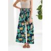 imageGRACE KARIN Womens 2024 Elastic High Waisted Palazzo Pants Loose Casual Wide Leg Lounge Boho Pant Trousers with PocketNavy Green Yellow Print