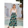 imageGRACE KARIN Womens 2024 Elastic High Waisted Palazzo Pants Loose Casual Wide Leg Lounge Boho Pant Trousers with PocketNavy Green Yellow Print
