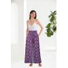 imageGRACE KARIN Womens 2024 Elastic High Waisted Palazzo Pants Loose Casual Wide Leg Lounge Boho Pant Trousers with PocketPurple Red Blue Print