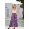 imageGRACE KARIN Womens 2024 Elastic High Waisted Palazzo Pants Loose Casual Wide Leg Lounge Boho Pant Trousers with PocketPurple Red Blue Print