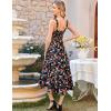 imageGRACE KARIN Womens 2025 Summer Floral Boho Dress Square Neck Strapped Swing A Line Beach Long Maxi Outfits ClothesBlack Floral