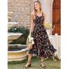imageGRACE KARIN Womens 2025 Summer Floral Boho Dress Square Neck Strapped Swing A Line Beach Long Maxi Outfits ClothesBlack Floral