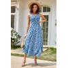imageGRACE KARIN Womens 2025 Summer Floral Boho Dress Square Neck Strapped Swing A Line Beach Long Maxi Outfits ClothesBlue