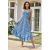 imageGRACE KARIN Womens 2025 Summer Floral Boho Dress Square Neck Strapped Swing A Line Beach Long Maxi Outfits ClothesBlue