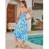 imageGRACE KARIN Womens 2025 Summer Floral Boho Dress Square Neck Strapped Swing A Line Beach Long Maxi Outfits ClothesBlue Green