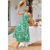 imageGRACE KARIN Womens 2025 Summer Floral Boho Dress Square Neck Strapped Swing A Line Beach Long Maxi Outfits ClothesGreen Floral