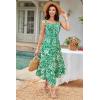 imageGRACE KARIN Womens 2025 Summer Floral Boho Dress Square Neck Strapped Swing A Line Beach Long Maxi Outfits ClothesGreen Floral