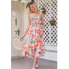 imageGRACE KARIN Womens 2025 Summer Floral Boho Dress Square Neck Strapped Swing A Line Beach Long Maxi Outfits ClothesOrange Pink