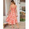 imageGRACE KARIN Womens 2025 Summer Floral Boho Dress Square Neck Strapped Swing A Line Beach Long Maxi Outfits ClothesOrange White