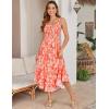 imageGRACE KARIN Womens 2025 Summer Floral Boho Dress Square Neck Strapped Swing A Line Beach Long Maxi Outfits ClothesOrange White