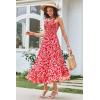 imageGRACE KARIN Womens 2025 Summer Floral Boho Dress Square Neck Strapped Swing A Line Beach Long Maxi Outfits ClothesRed