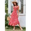 imageGRACE KARIN Womens 2025 Summer Floral Boho Dress Square Neck Strapped Swing A Line Beach Long Maxi Outfits ClothesRed