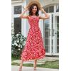 imageGRACE KARIN Womens 2025 Summer Floral Boho Dress Square Neck Strapped Swing A Line Beach Long Maxi Outfits ClothesRed