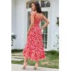 imageGRACE KARIN Womens 2025 Summer Floral Boho Dress Square Neck Strapped Swing A Line Beach Long Maxi Outfits ClothesRed
