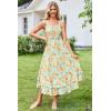 imageGRACE KARIN Womens 2025 Summer Floral Boho Dress Square Neck Strapped Swing A Line Beach Long Maxi Outfits ClothesYellow Floral