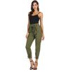 imageGRACE KARIN Womens Casual Pants Solid High Waist Self Tie Belted Pencil TrouserArmy Green