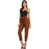 imageGRACE KARIN Womens Casual Pants Solid High Waist Self Tie Belted Pencil TrouserBrown