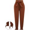imageGRACE KARIN Womens Casual Pants Solid High Waist Self Tie Belted Pencil TrouserBrown