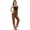 imageGRACE KARIN Womens Casual Pants Solid High Waist Self Tie Belted Pencil TrouserBrown