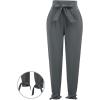 imageGRACE KARIN Womens Casual Pants Solid High Waist Self Tie Belted Pencil TrouserDark Grey