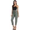 imageGRACE KARIN Womens Casual Pants Solid High Waist Self Tie Belted Pencil TrouserLightgraygreen