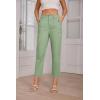imageGRACE KARIN Womens Casual Work Pants High Waisted Business Dressy Pants Tapered Leg Trousers with PocketsPea Green