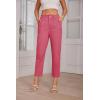 imageGRACE KARIN Womens Casual Work Pants High Waisted Business Dressy Pants Tapered Leg Trousers with PocketsRose Red