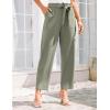 imageGRACE KARIN Womens Pants Business Straight Leg Cigarette Pants with Elastic WaistGreen