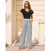 imageGRACE KARIN Womens Pants Wide Leg Pants Color Block Pants Elastic Waist Pants for Women Drawstring Pants with PocketsGrey