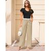 imageGRACE KARIN Womens Pants Wide Leg Pants Color Block Pants Elastic Waist Pants for Women Drawstring Pants with PocketsKhaki