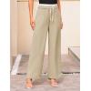 imageGRACE KARIN Womens Pants Wide Leg Pants Color Block Pants Elastic Waist Pants for Women Drawstring Pants with PocketsKhaki