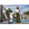 imageGRACE KARIN Womens Summer Palazzo Pants Vacation Outfits High Waisted Hollow Out Wide Leg Trouser with PocketsArmy Green