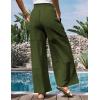imageGRACE KARIN Womens Summer Palazzo Pants Vacation Outfits High Waisted Hollow Out Wide Leg Trouser with PocketsArmy Green