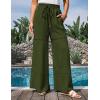 imageGRACE KARIN Womens Summer Palazzo Pants Vacation Outfits High Waisted Hollow Out Wide Leg Trouser with PocketsArmy Green