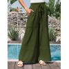 imageGRACE KARIN Womens Summer Palazzo Pants Vacation Outfits High Waisted Hollow Out Wide Leg Trouser with PocketsArmy Green