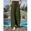 imageGRACE KARIN Womens Summer Palazzo Pants Vacation Outfits High Waisted Hollow Out Wide Leg Trouser with PocketsArmy Green