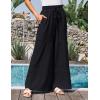 imageGRACE KARIN Womens Summer Palazzo Pants Vacation Outfits High Waisted Hollow Out Wide Leg Trouser with PocketsBlack