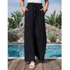 imageGRACE KARIN Womens Summer Palazzo Pants Vacation Outfits High Waisted Hollow Out Wide Leg Trouser with PocketsBlack