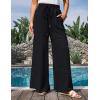 imageGRACE KARIN Womens Summer Palazzo Pants Vacation Outfits High Waisted Hollow Out Wide Leg Trouser with PocketsBlack