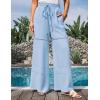 imageGRACE KARIN Womens Summer Palazzo Pants Vacation Outfits High Waisted Hollow Out Wide Leg Trouser with PocketsLight Blue