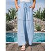 imageGRACE KARIN Womens Summer Palazzo Pants Vacation Outfits High Waisted Hollow Out Wide Leg Trouser with PocketsLight Blue