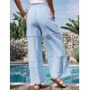 imageGRACE KARIN Womens Summer Palazzo Pants Vacation Outfits High Waisted Hollow Out Wide Leg Trouser with PocketsLight Blue