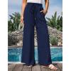 imageGRACE KARIN Womens Summer Palazzo Pants Vacation Outfits High Waisted Hollow Out Wide Leg Trouser with PocketsNavy
