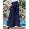 imageGRACE KARIN Womens Summer Palazzo Pants Vacation Outfits High Waisted Hollow Out Wide Leg Trouser with PocketsNavy